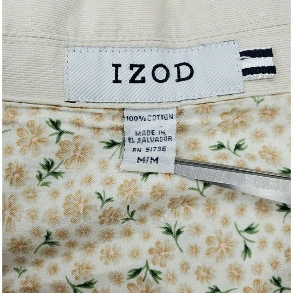 Izod Beige Khaki 5 Cargo Pocket Embroidered Button Up Women Medium Shirt Jacket  - Picture 10 of 12